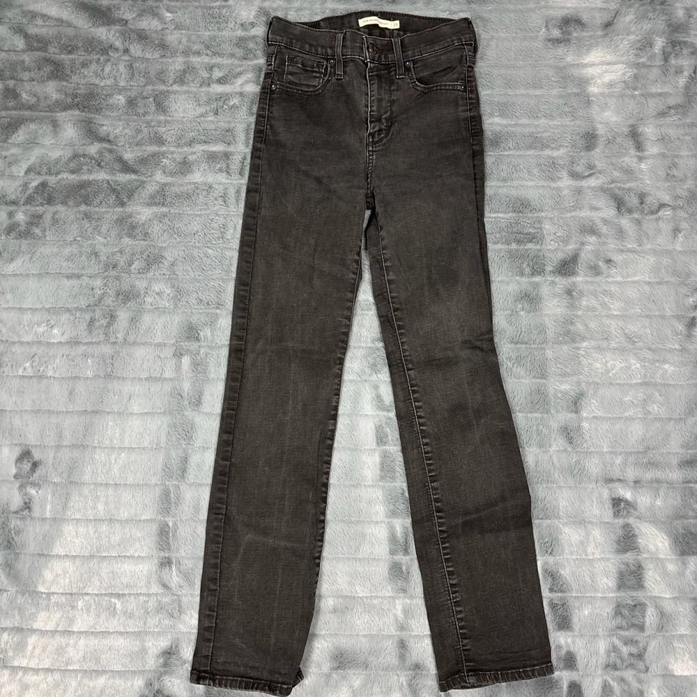 Levis 724 High Rise Straight Jeans Womens 25 Faded Black Denim 18883-0016
